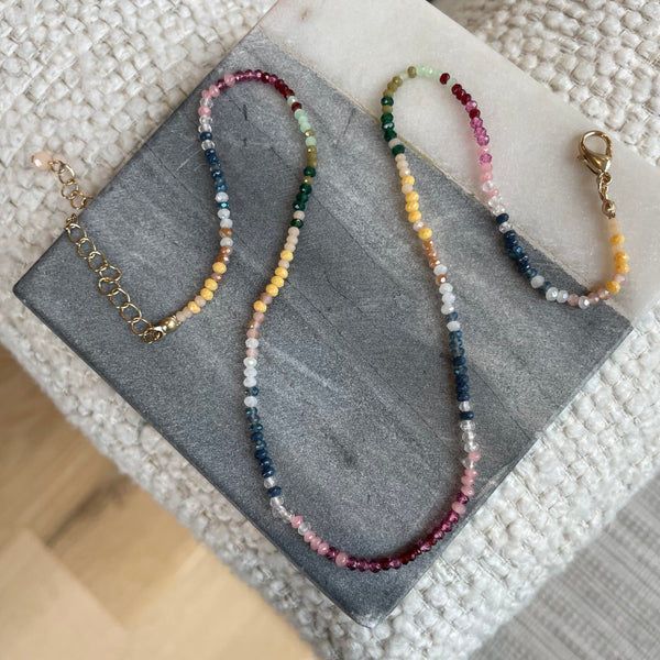 Tiny Beaded Stone Necklace