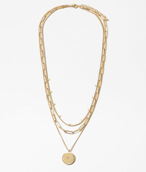Triple Layer Disc Necklace