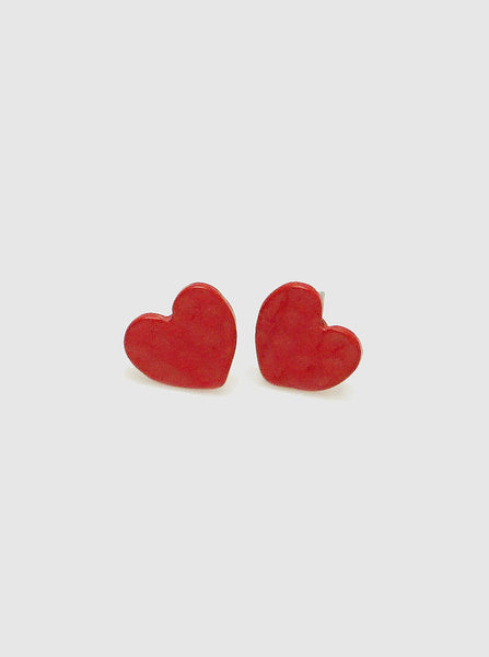 With Love Heart Studs