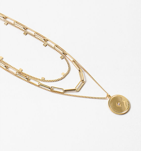 Triple Layer Disc Necklace