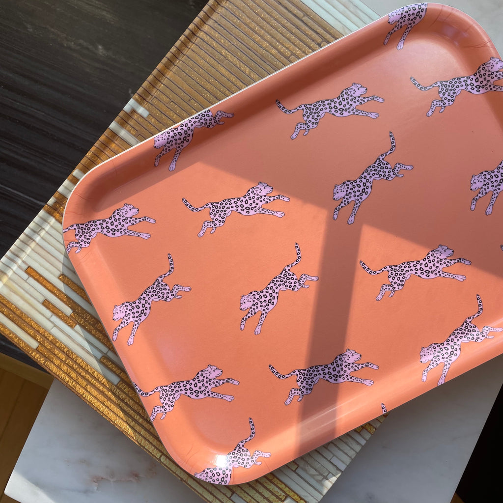 Coral Leopard Tray