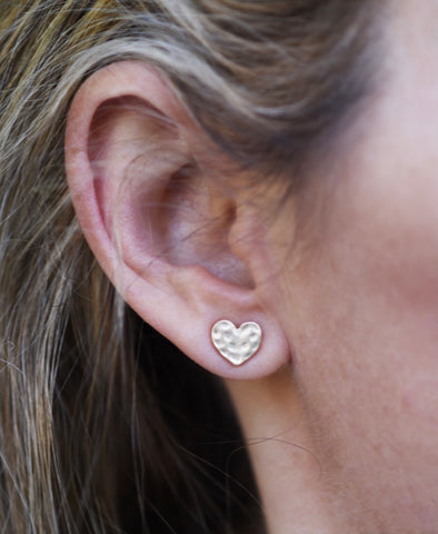 With Love Heart Studs