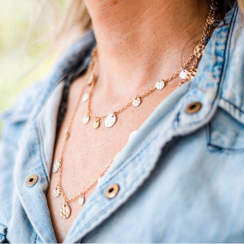 Mixed Metal Disc Necklace