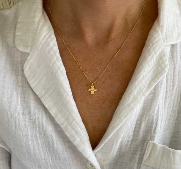 Hammered Cross Necklace
