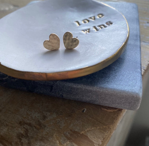 With Love Heart Studs
