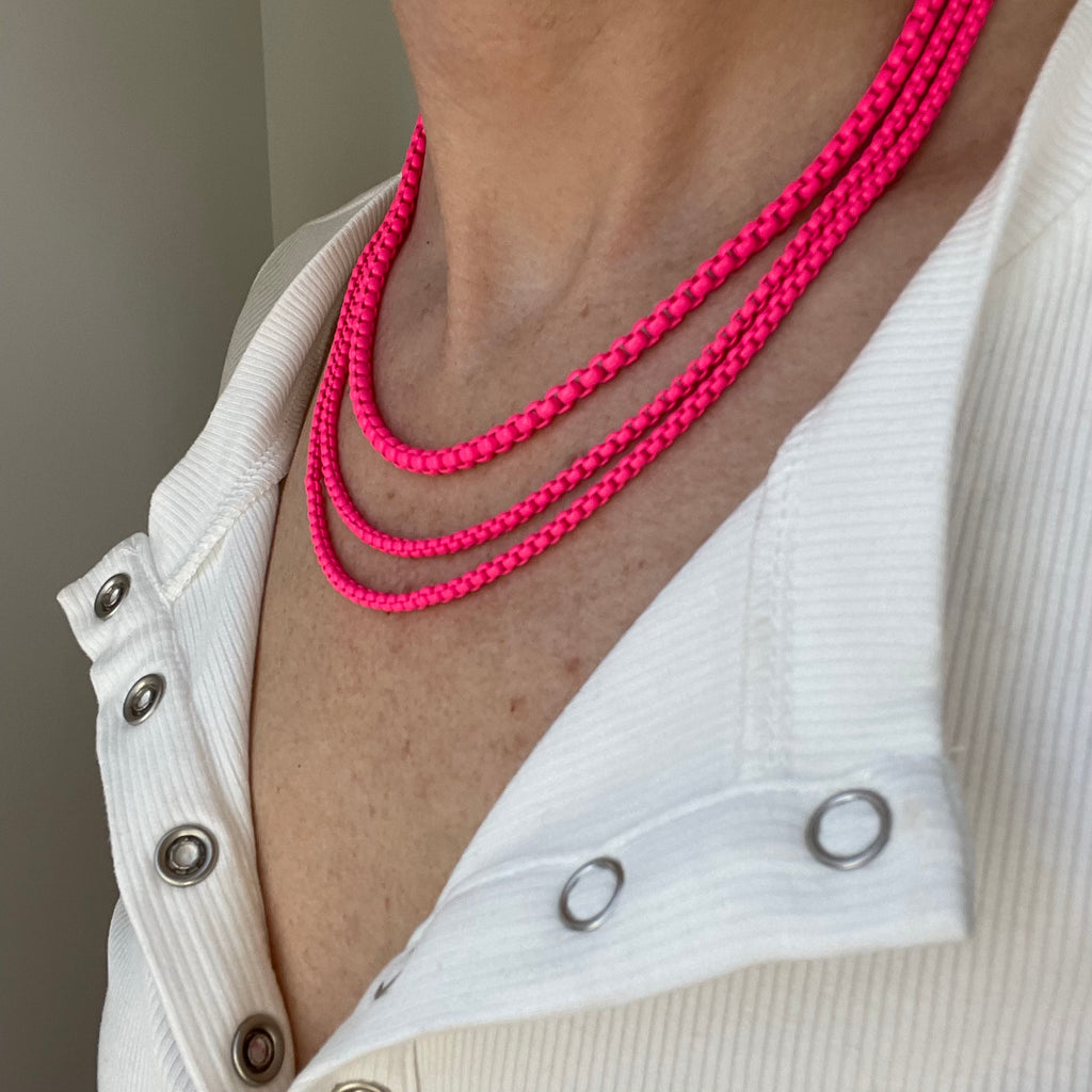 Hot Pink Triple Stand Necklace