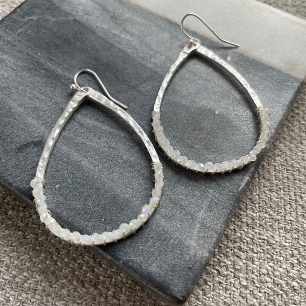 Silver Teardrop with Ice Quartz