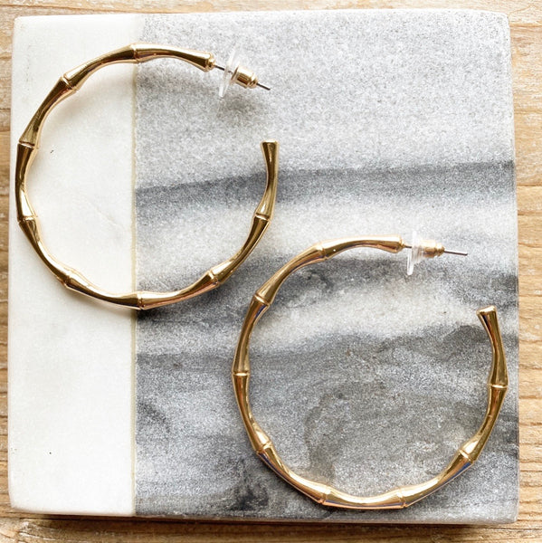 Gold Bamboo Hoops